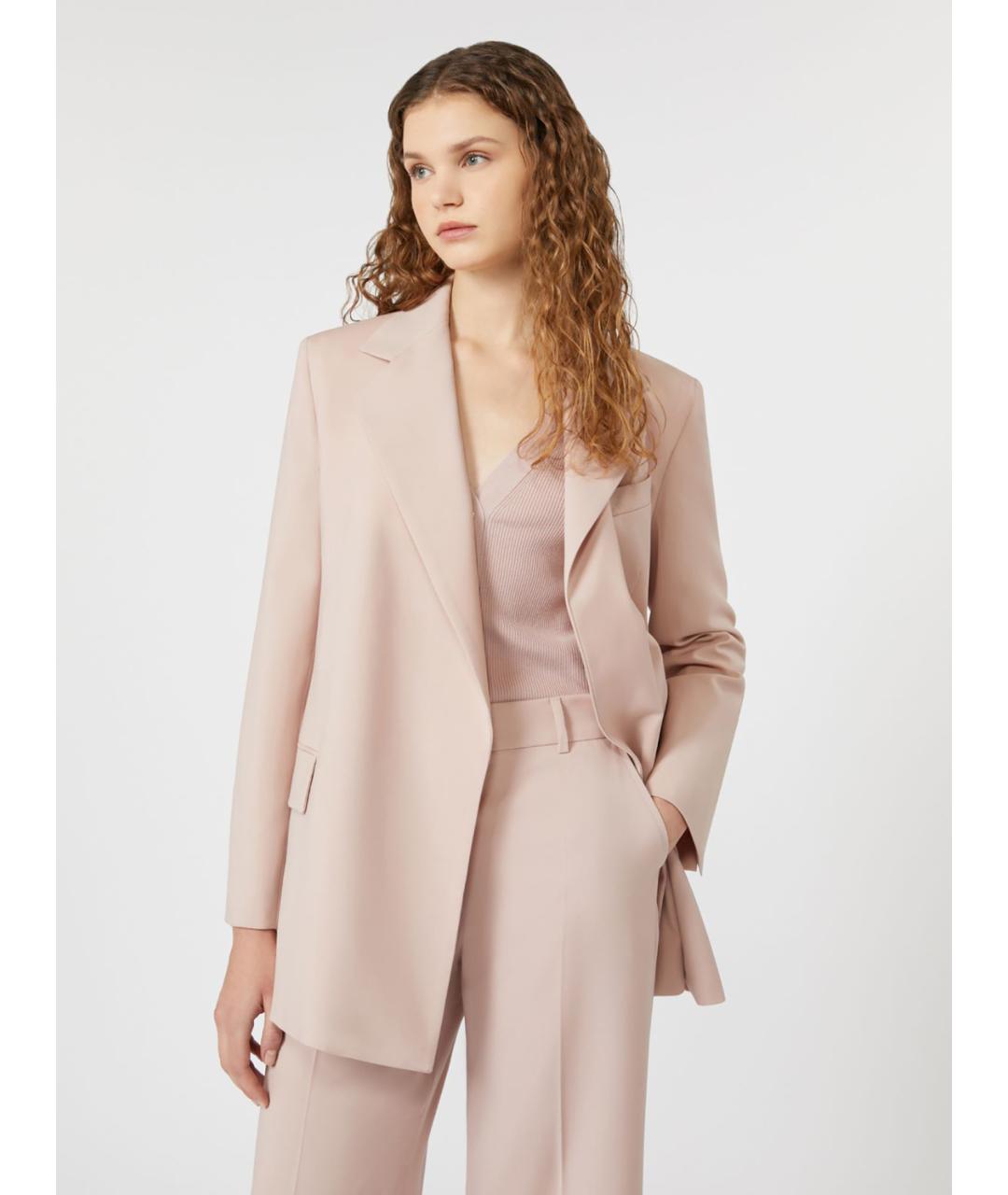 WEEKEND MAX MARA Розовый шерстяной жакет/пиджак, фото 5