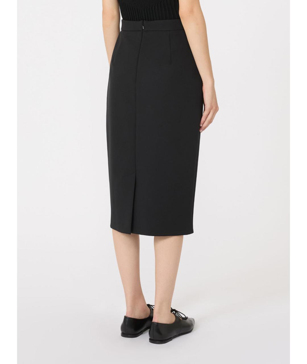 MAX MARA Черная полиэстеровая юбка миди, фото 4