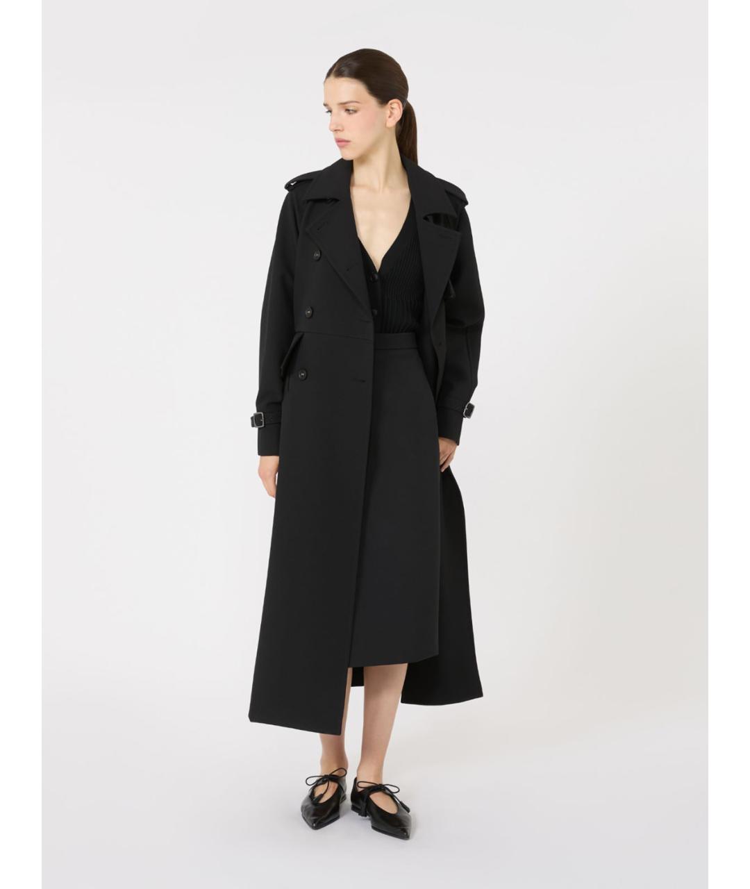 MAX MARA Черная полиэстеровая юбка миди, фото 3