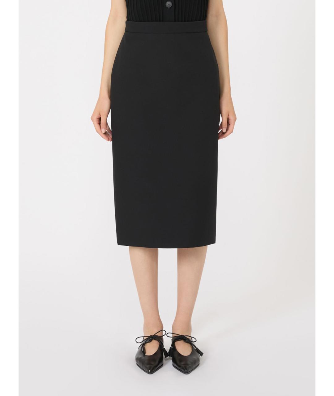 MAX MARA Черная полиэстеровая юбка миди, фото 2