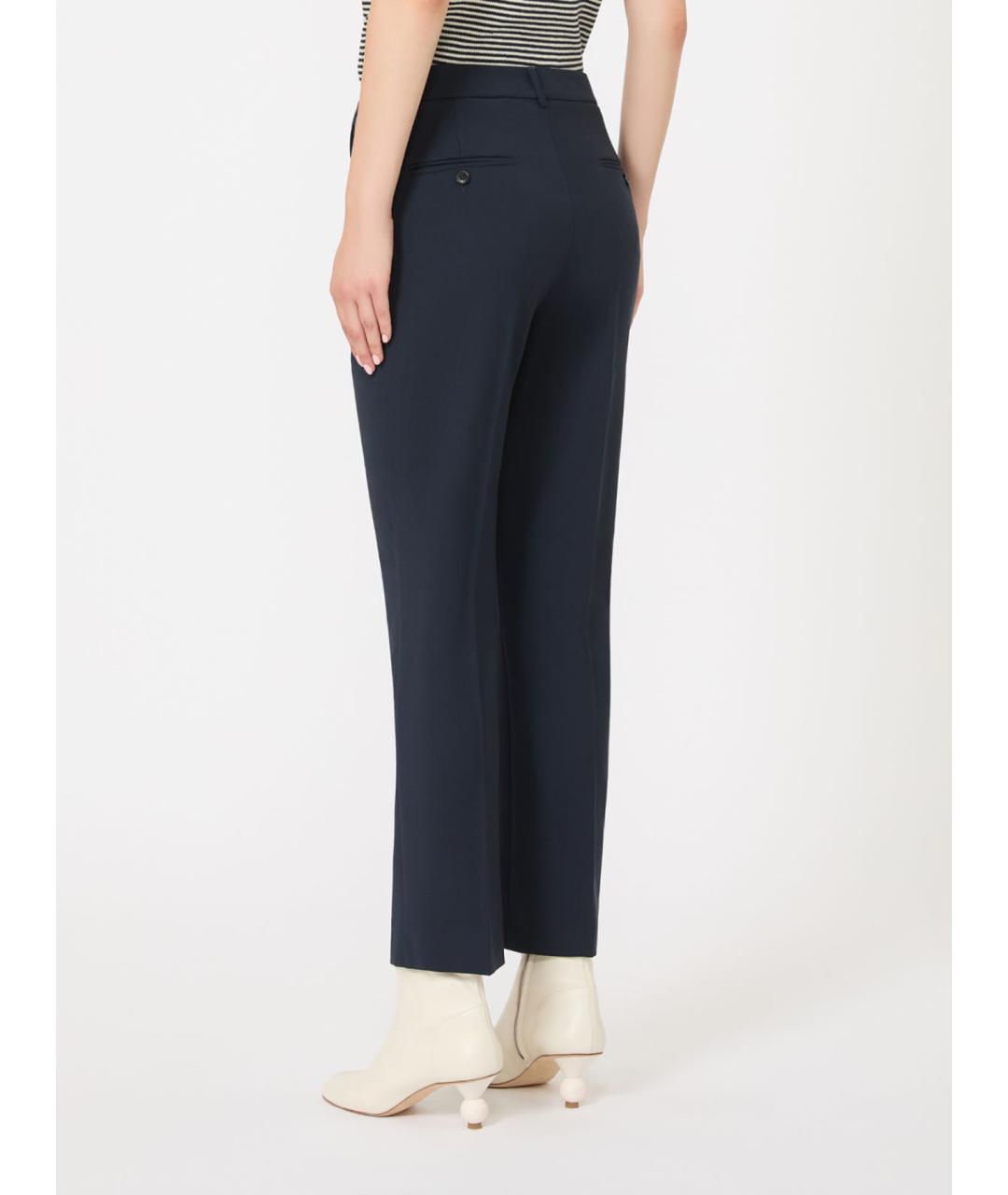WEEKEND MAX MARA Синие шерстяные прямые брюки, фото 3