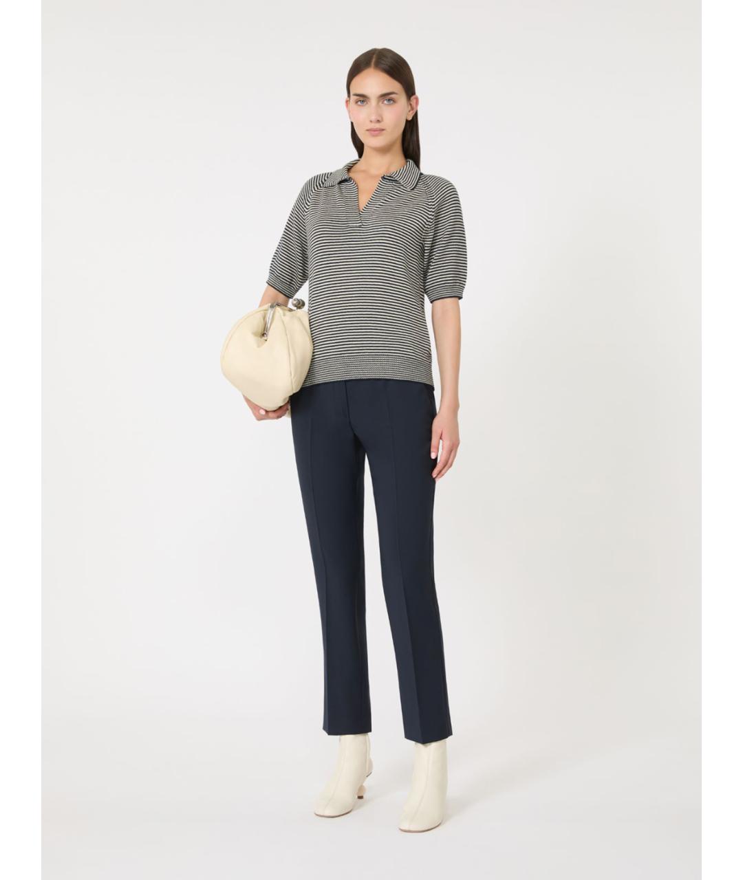 WEEKEND MAX MARA Синие шерстяные прямые брюки, фото 2