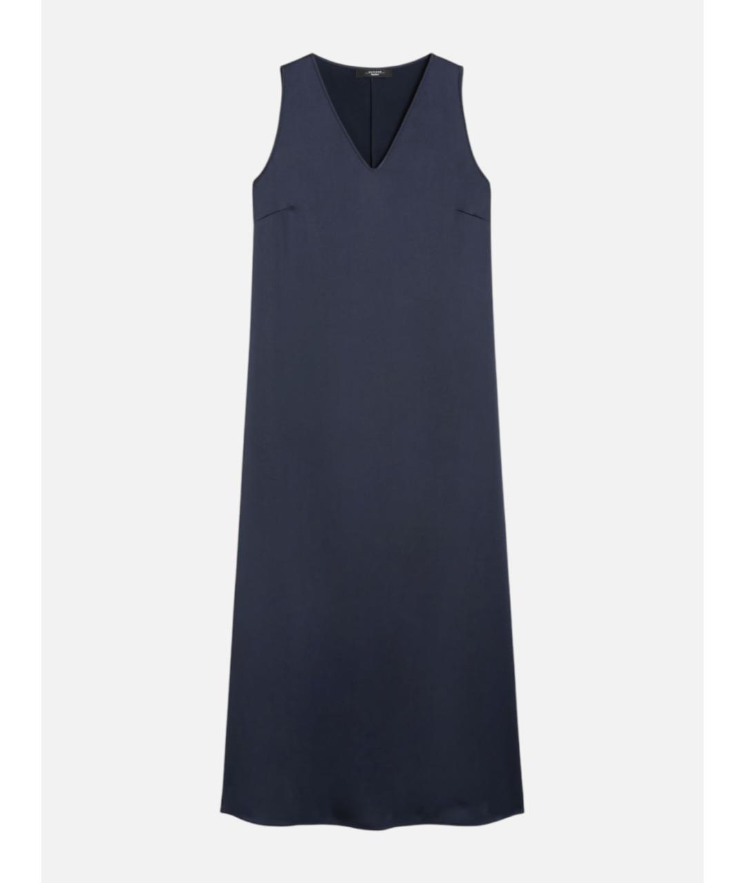 WEEKEND MAX MARA Темно-синее атласное коктейльное платье, фото 5