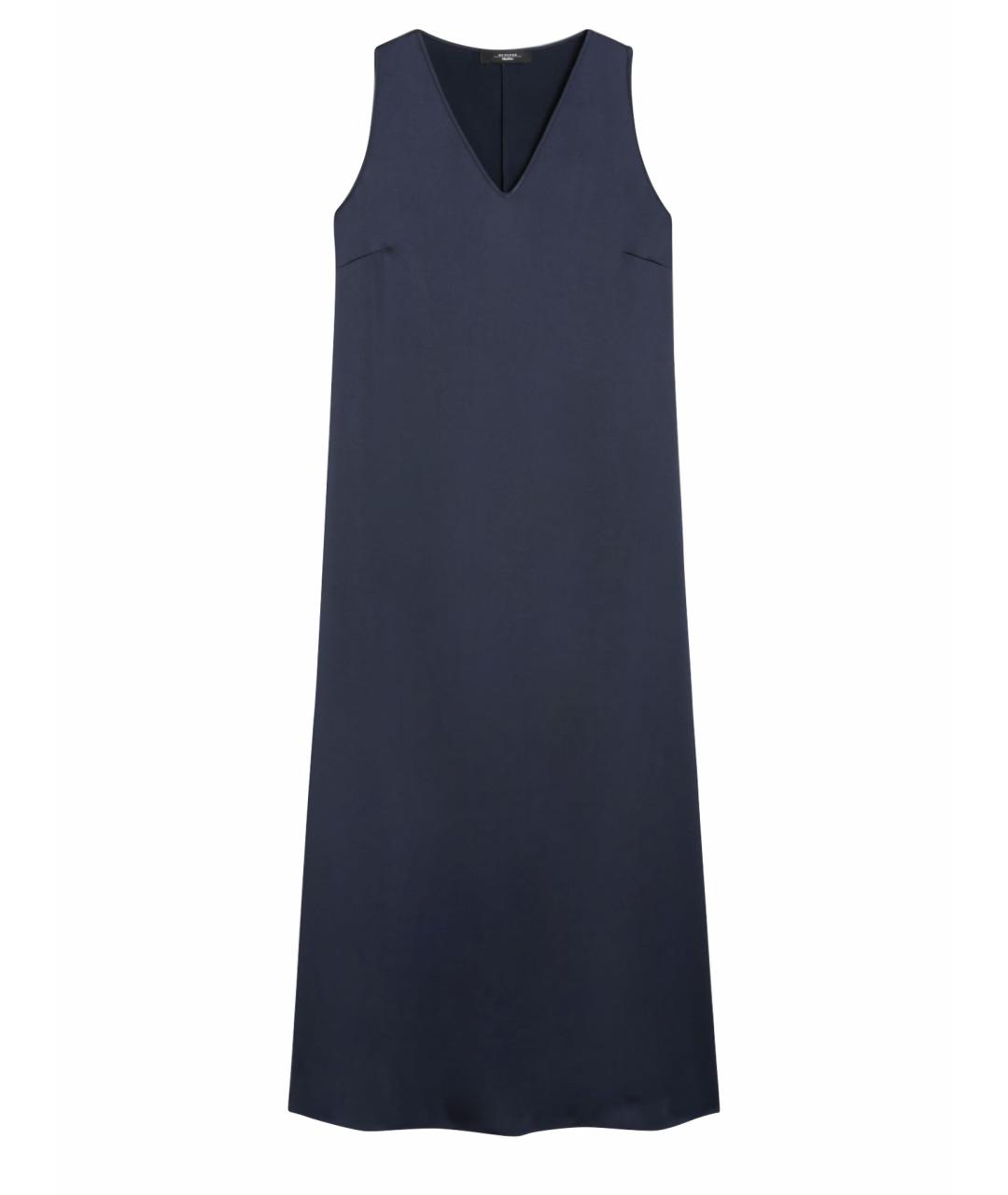 WEEKEND MAX MARA Темно-синее атласное коктейльное платье, фото 1