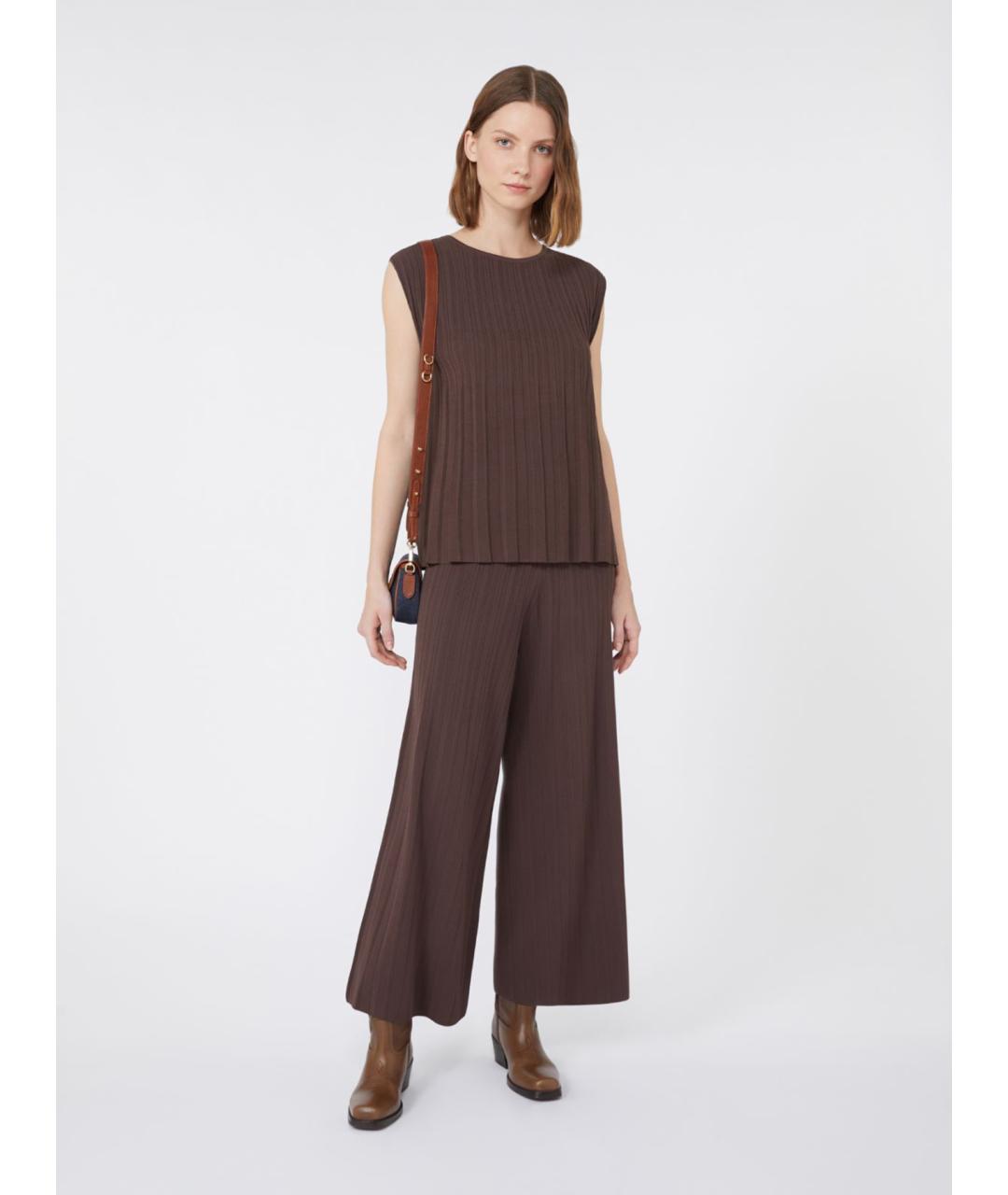 WEEKEND MAX MARA Коричневые прямые брюки, фото 2