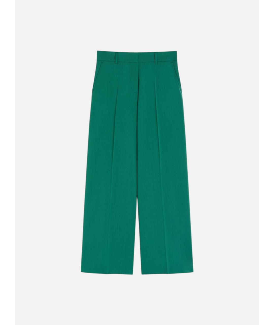 WEEKEND MAX MARA Зеленые шерстяные брюки широкие, фото 5