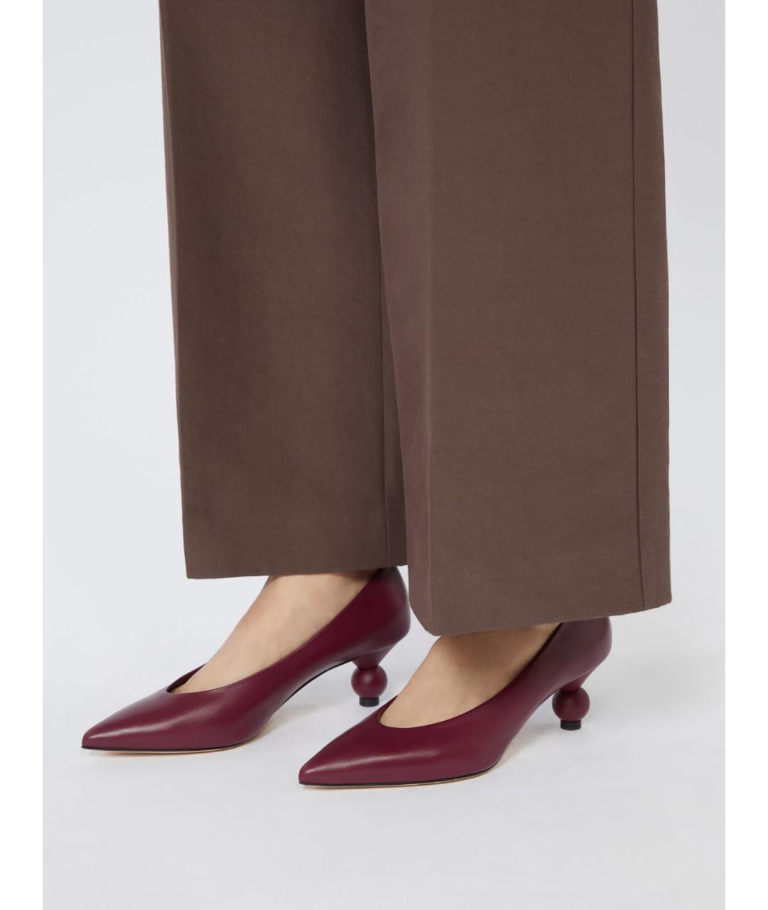 WEEKEND MAX MARA Бордовые кожаные туфли, фото 2