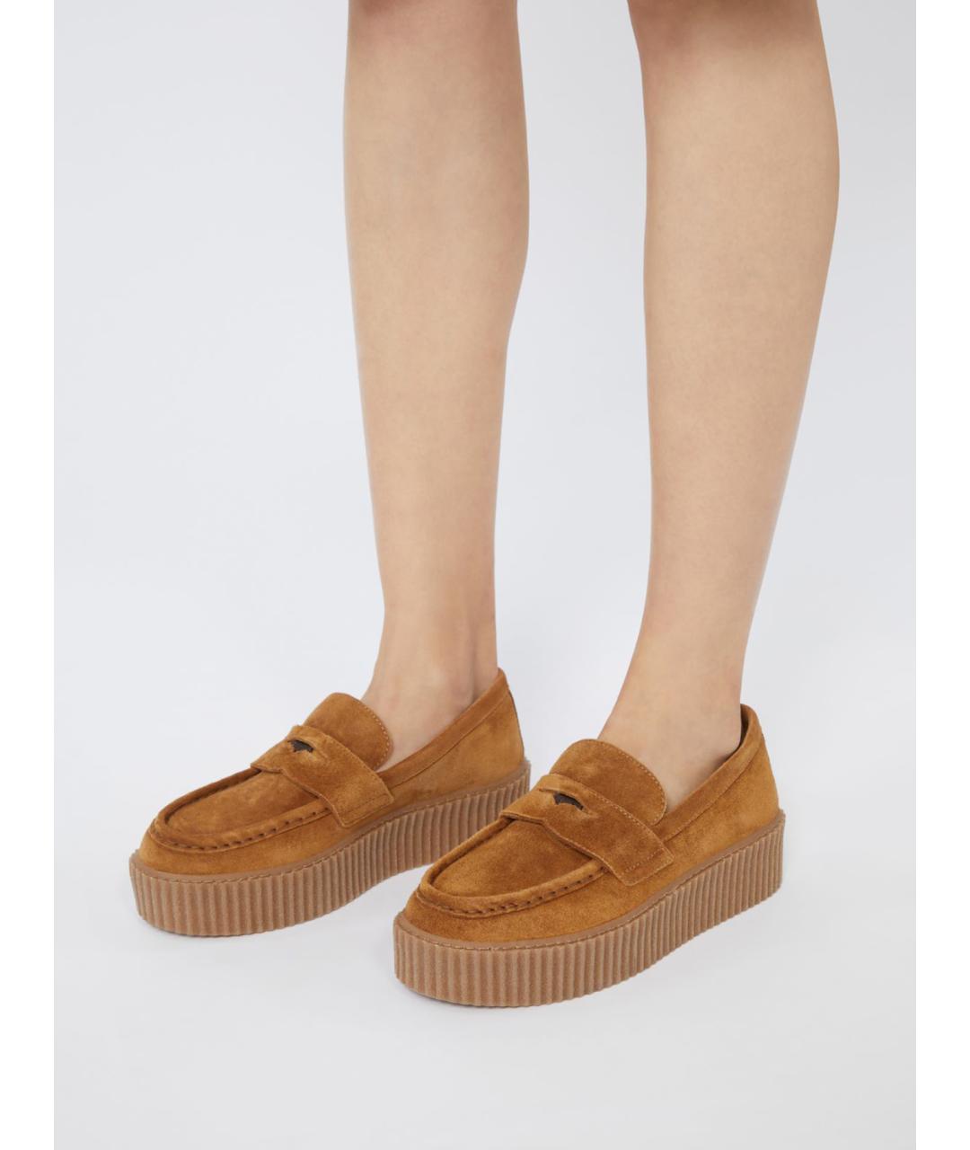 WEEKEND MAX MARA Коричневые замшевые лоферы, фото 2