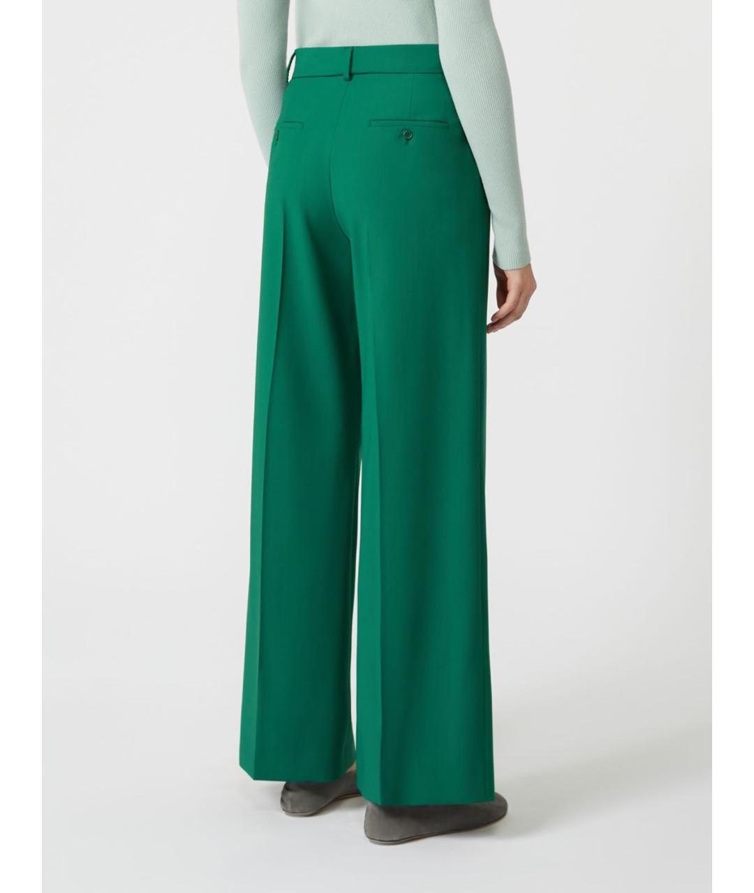 WEEKEND MAX MARA Зеленые шерстяные брюки широкие, фото 3