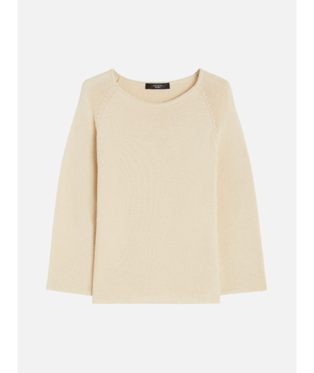 WEEKEND MAX MARA Бежевый хлопковый джемпер / свитер, фото 5