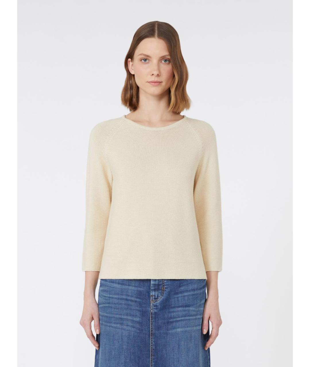 WEEKEND MAX MARA Бежевый хлопковый джемпер / свитер, фото 4