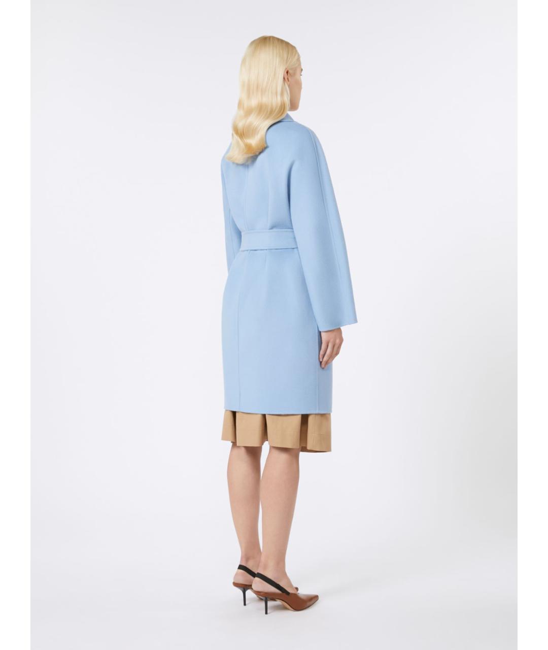 MAX MARA STUDIO Голубое шерстяное пальто, фото 3