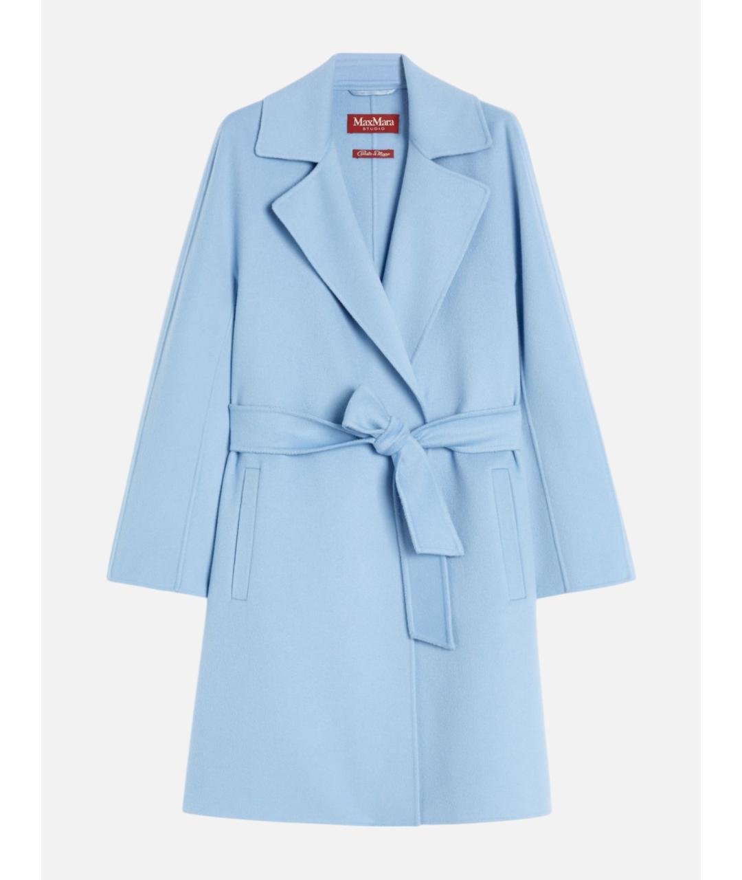 MAX MARA STUDIO Голубое шерстяное пальто, фото 5