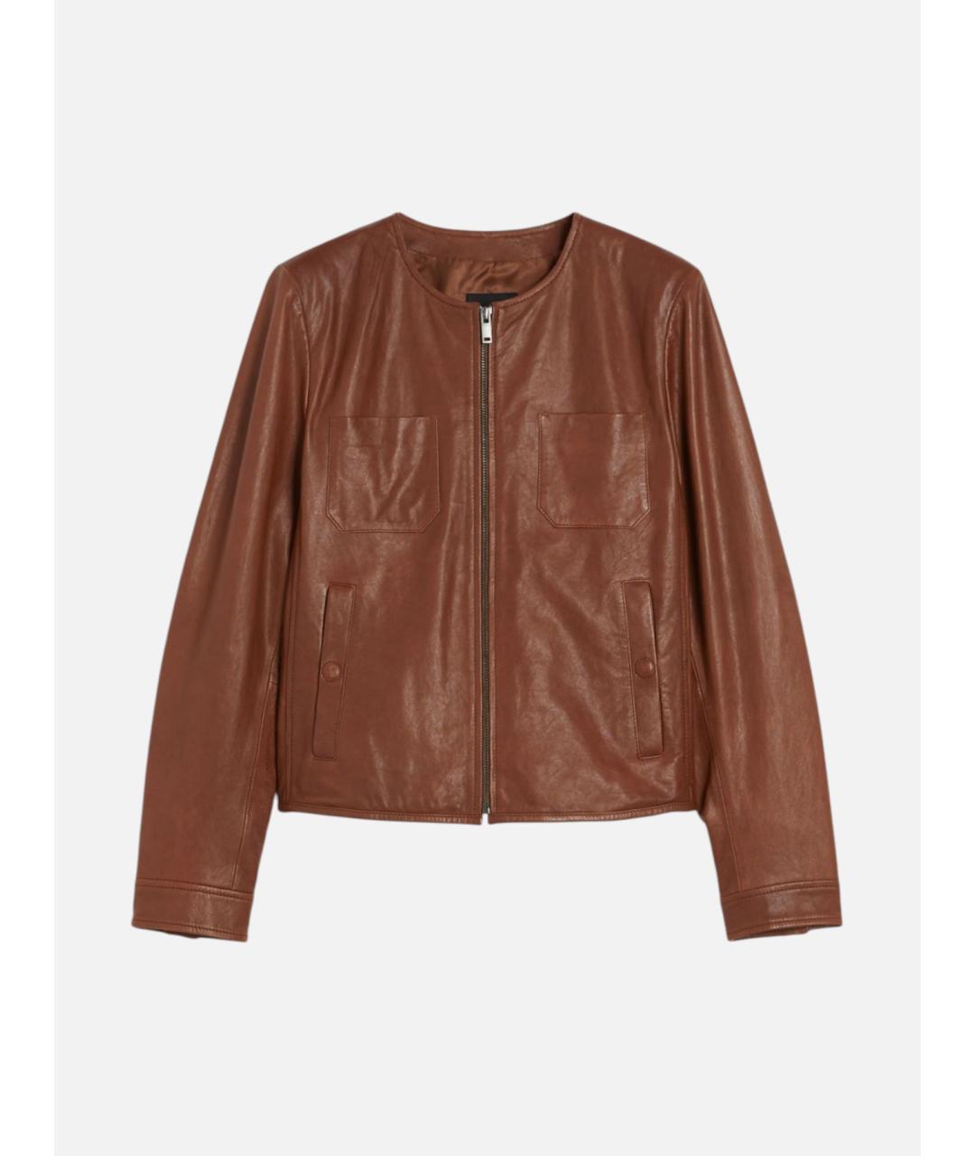 WEEKEND MAX MARA Коричневая кожаная куртка, фото 6