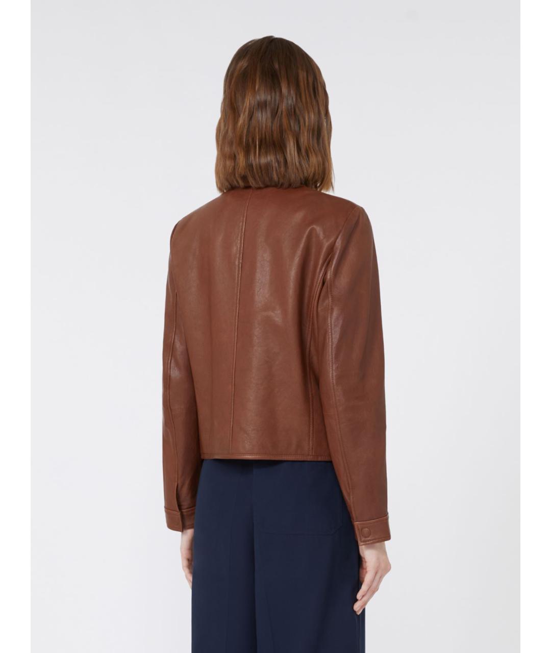 WEEKEND MAX MARA Коричневая кожаная куртка, фото 3