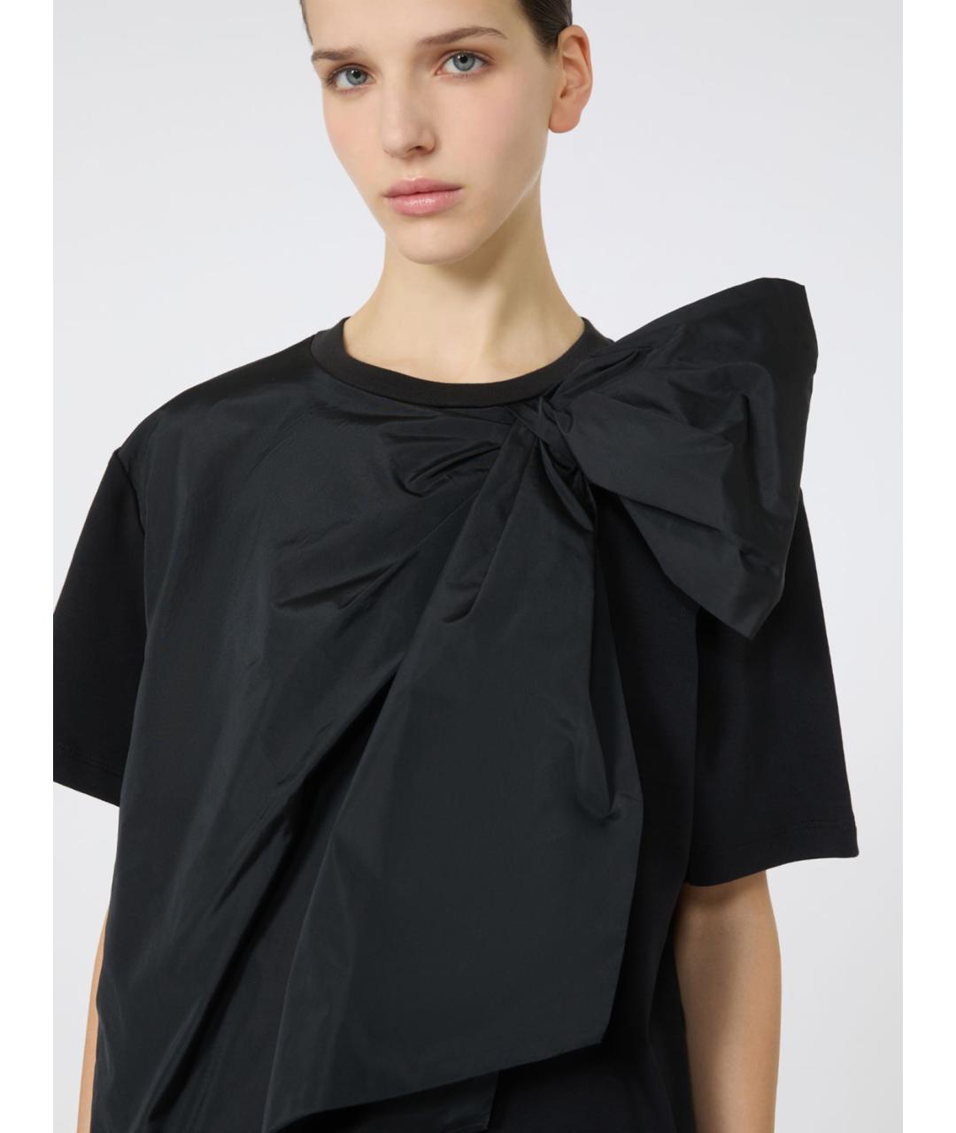 MAX MARA Черная хлопковая футболка, фото 5