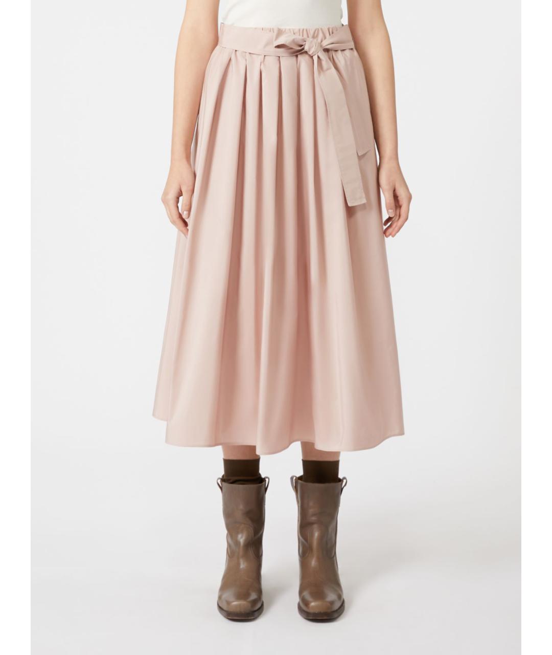 WEEKEND MAX MARA Розовая хлопковая юбка миди, фото 4