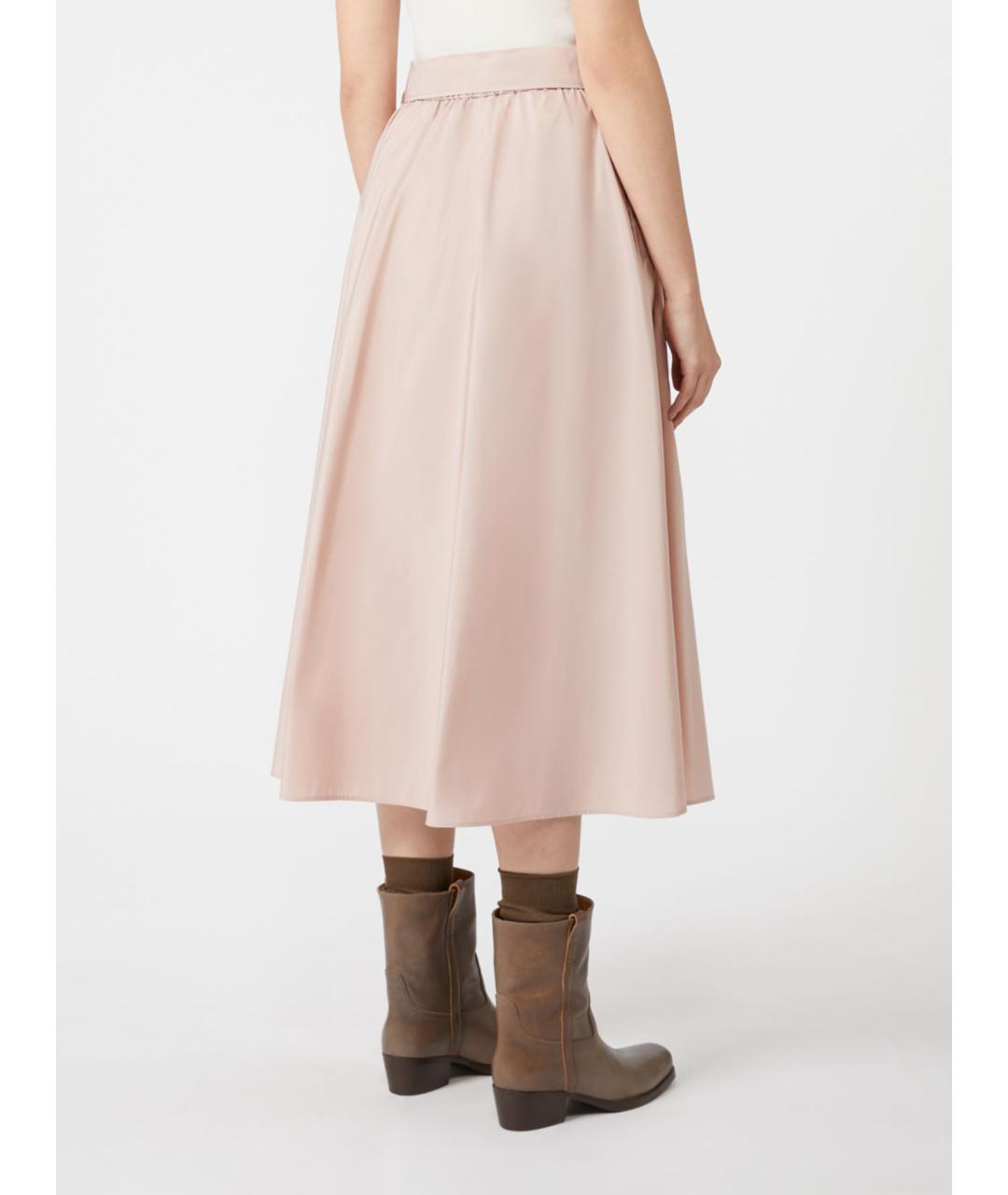 WEEKEND MAX MARA Розовая хлопковая юбка миди, фото 3