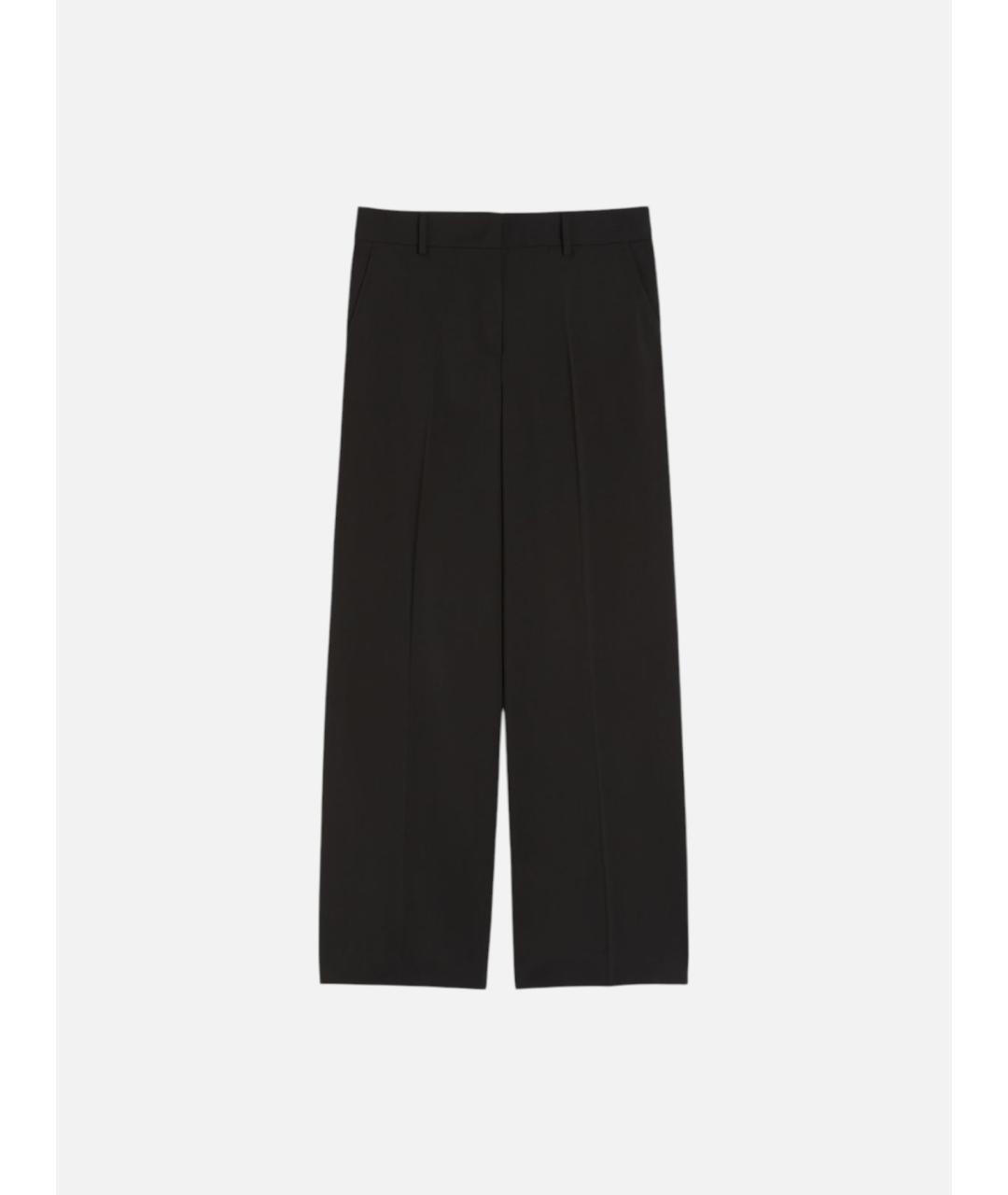 WEEKEND MAX MARA Черные шерстяные брюки широкие, фото 5