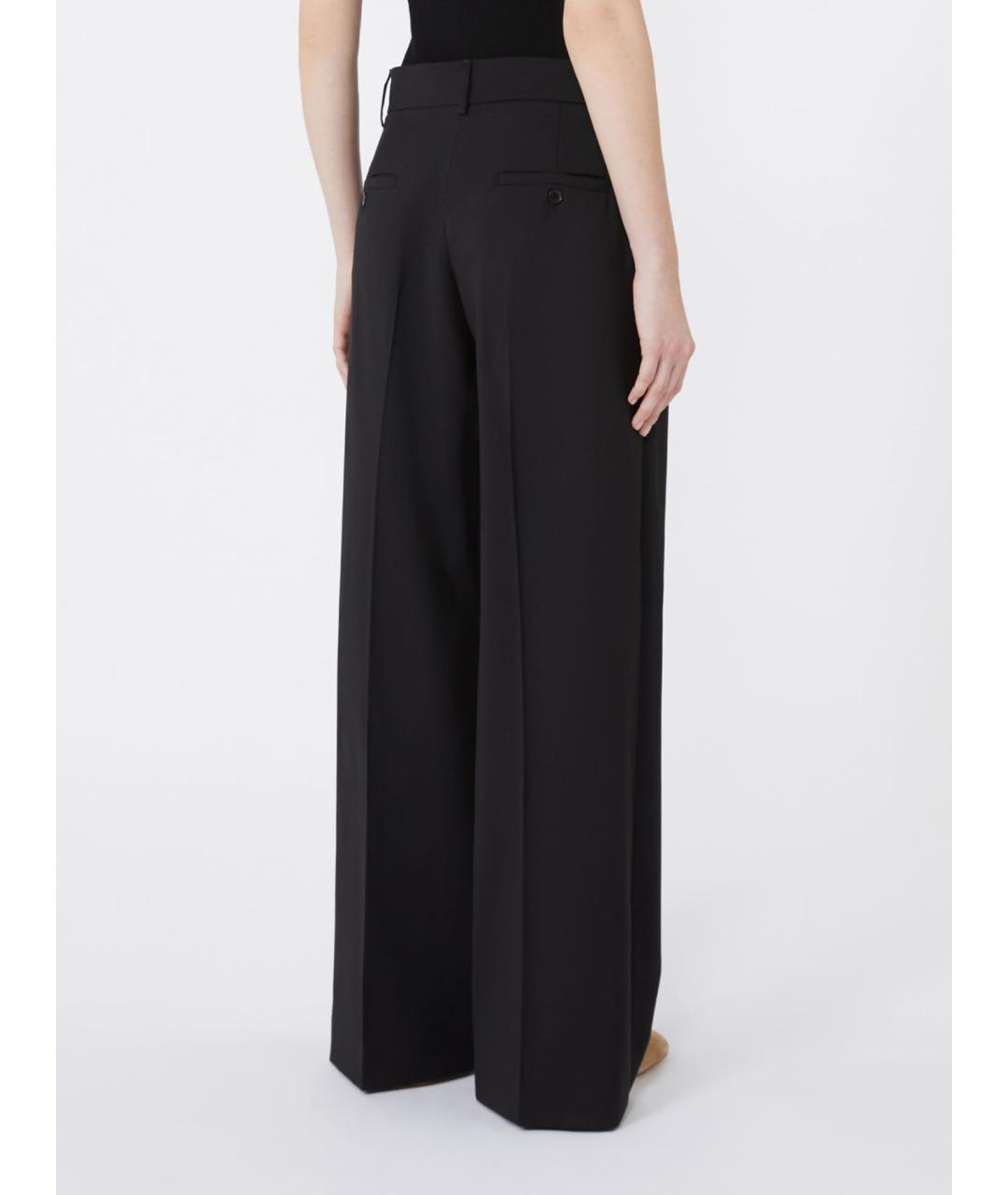 WEEKEND MAX MARA Черные шерстяные брюки широкие, фото 3