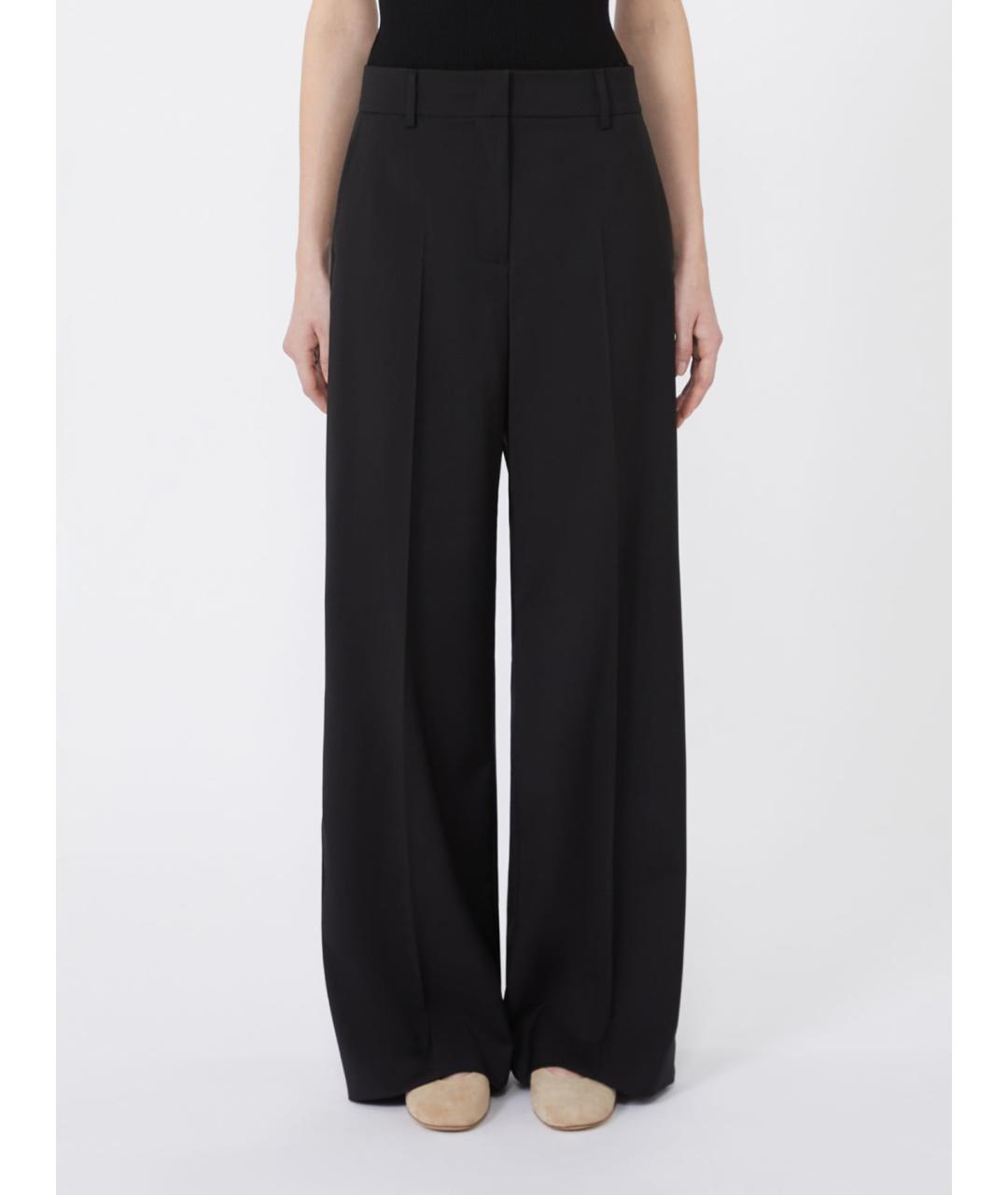 WEEKEND MAX MARA Черные шерстяные брюки широкие, фото 4
