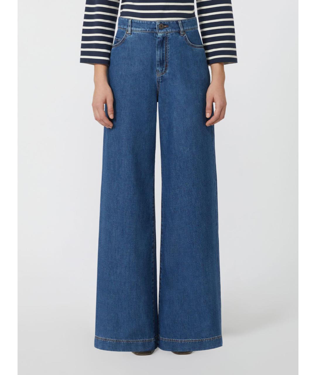 WEEKEND MAX MARA Синие хлопковые прямые джинсы, фото 4