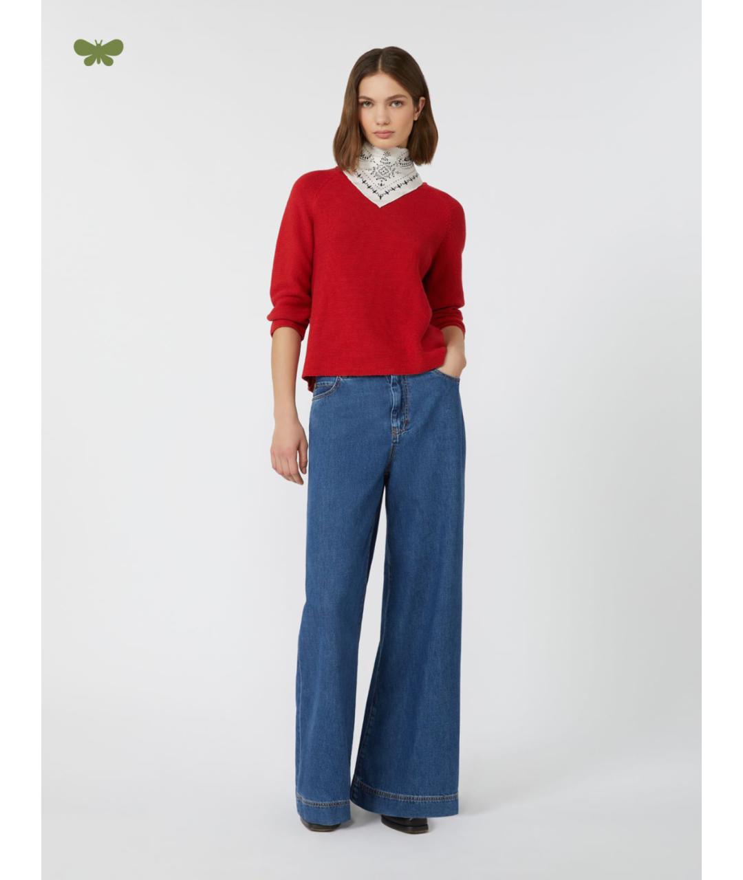 WEEKEND MAX MARA Синие хлопковые прямые джинсы, фото 2