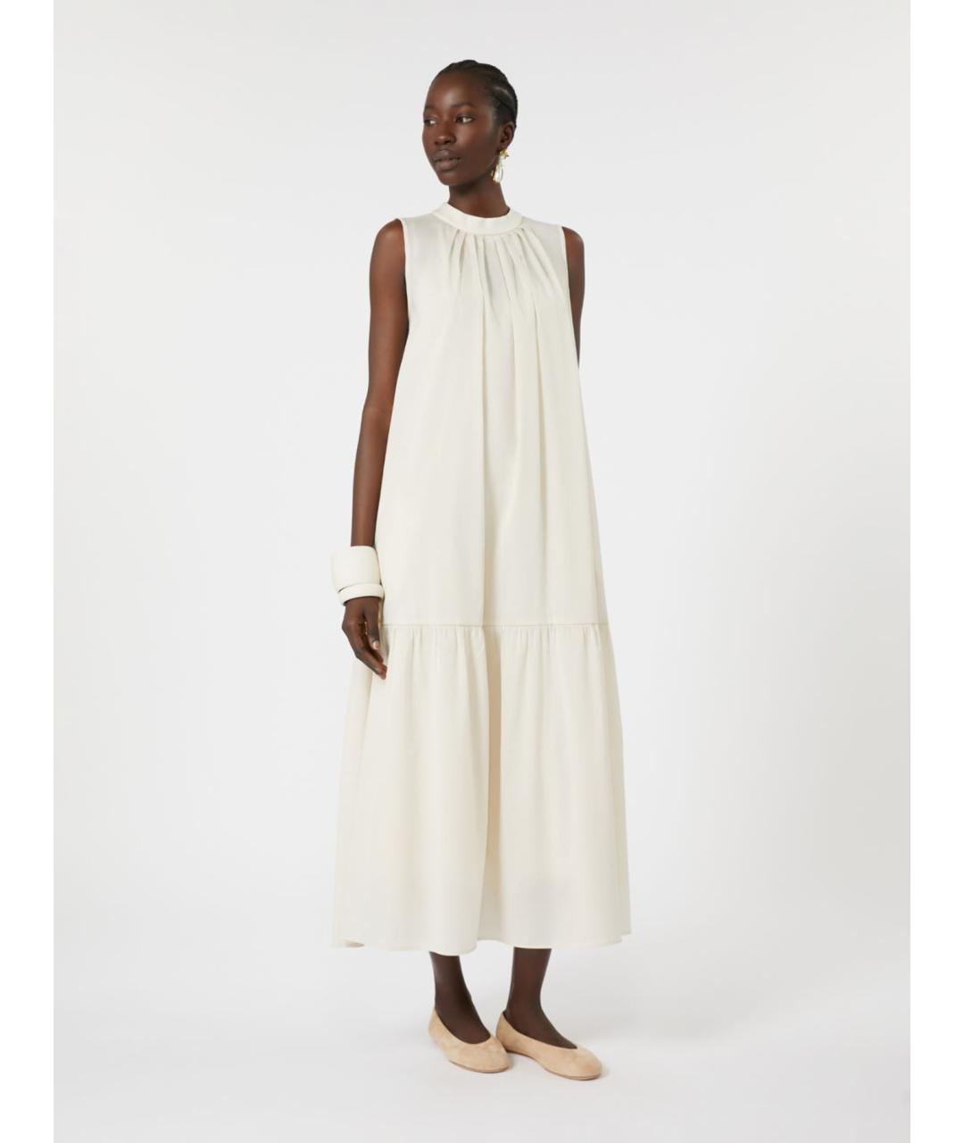 WEEKEND MAX MARA Белое хлопковое повседневное платье, фото 2