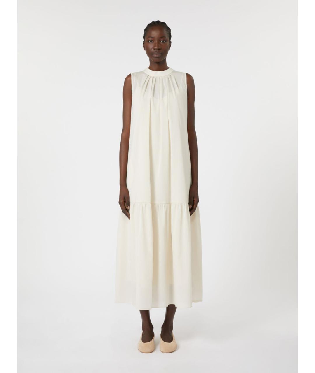 WEEKEND MAX MARA Белое хлопковое повседневное платье, фото 5