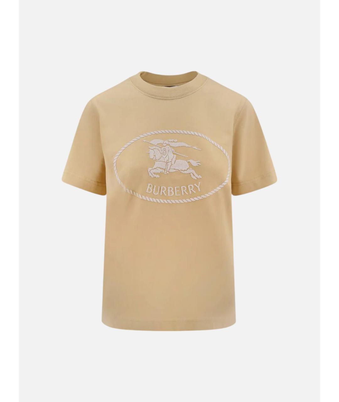 BURBERRY Бежевая хлопковая футболка, фото 4