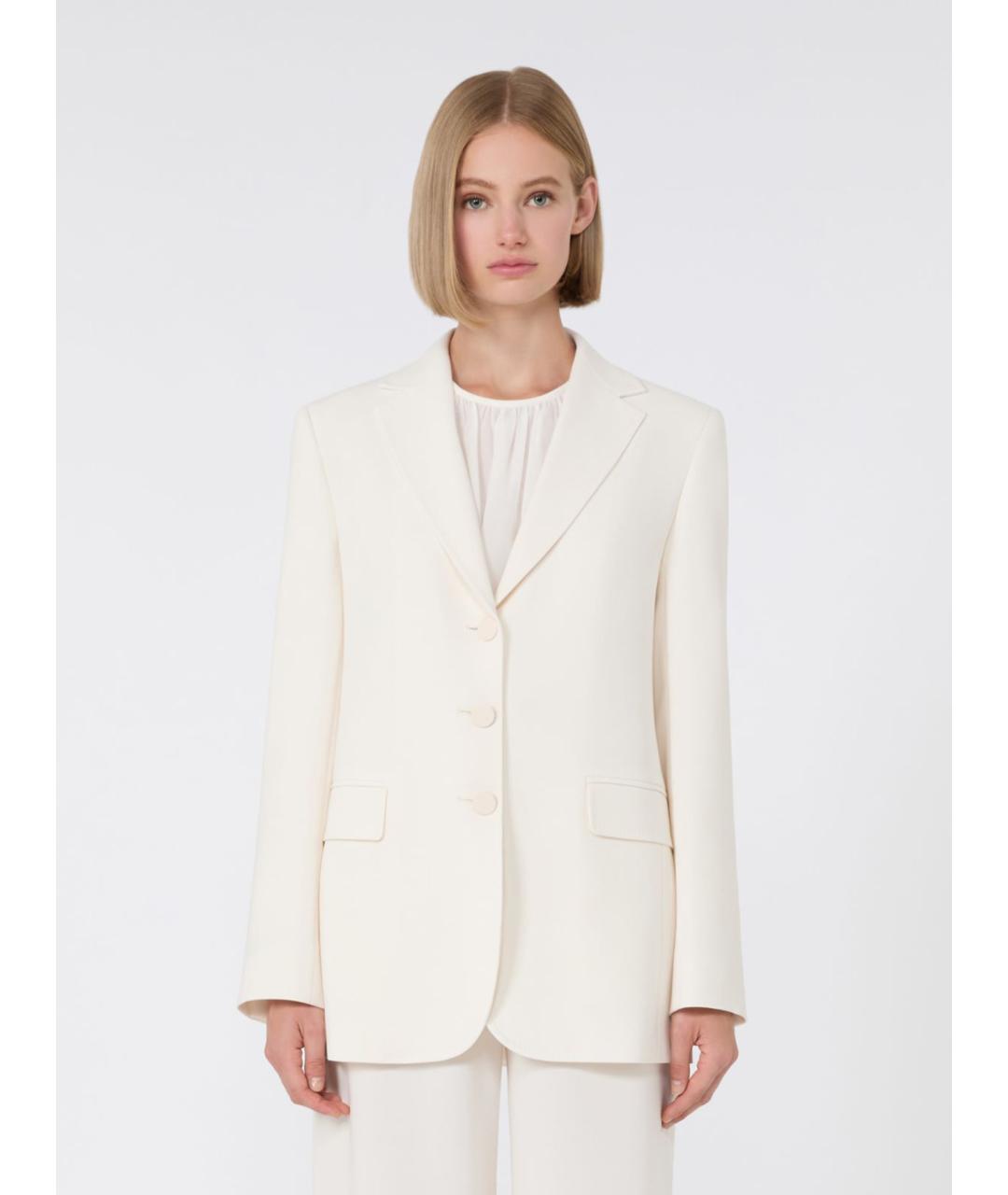 MAX MARA STUDIO Белый ацетатный жакет/пиджак, фото 3