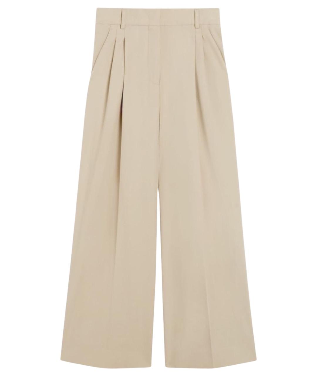 WEEKEND MAX MARA Бежевые хлопковые прямые брюки, фото 1