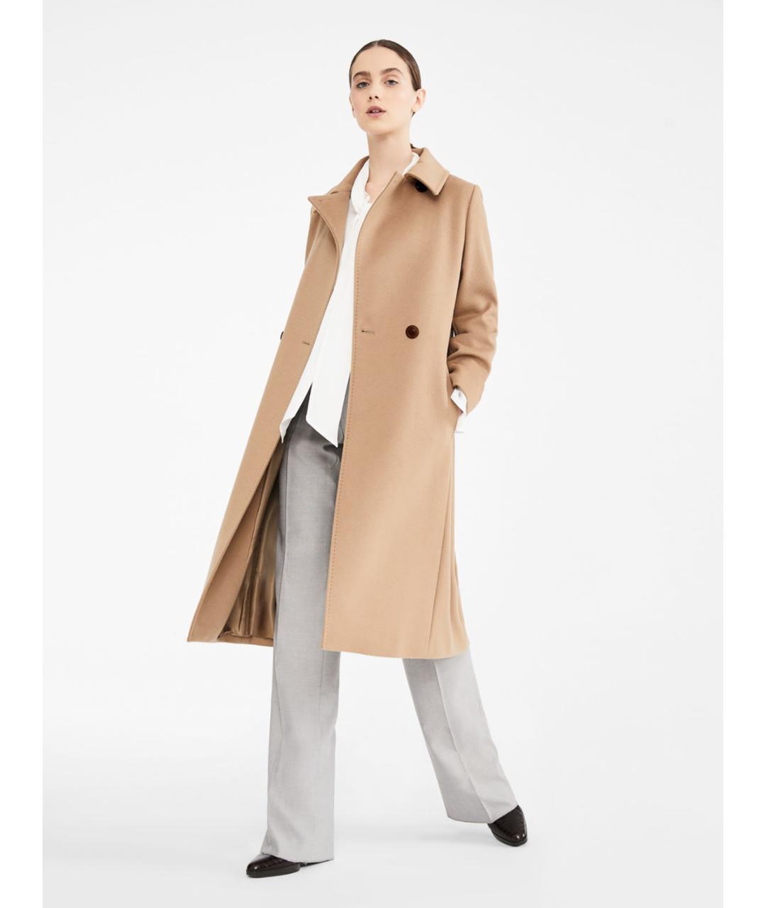 MAX MARA STUDIO Бежевое шерстяное пальто, фото 2