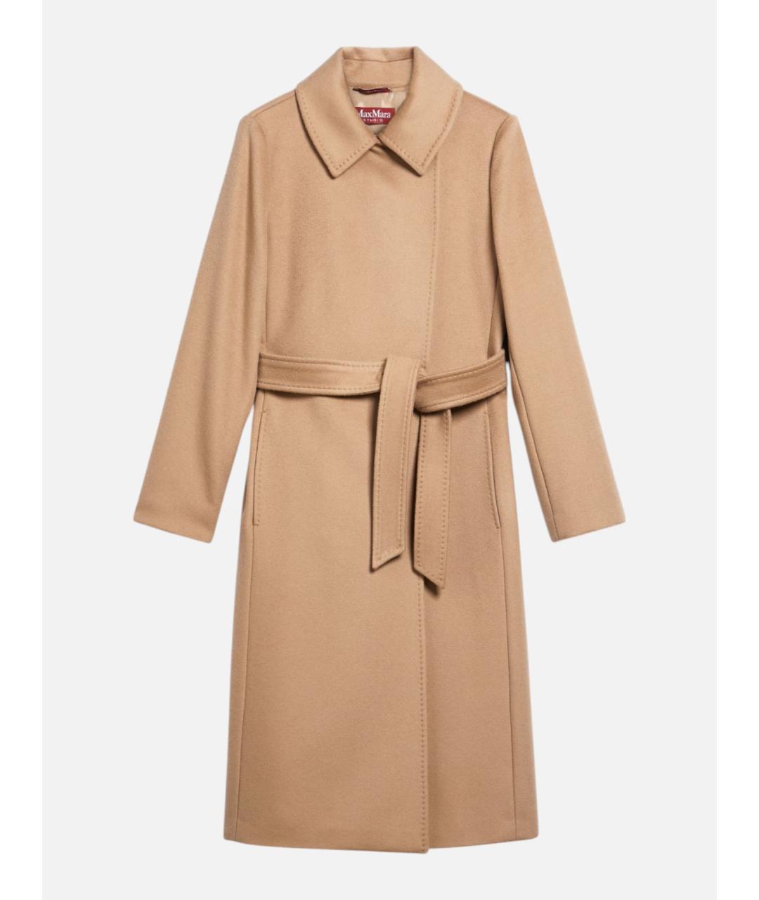 MAX MARA STUDIO Бежевое шерстяное пальто, фото 5