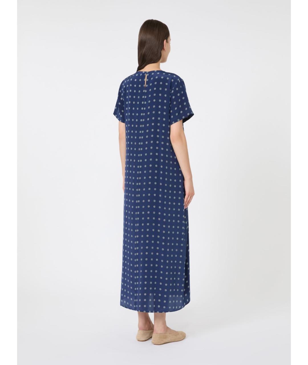 WEEKEND MAX MARA Синее шелковое повседневное платье, фото 3