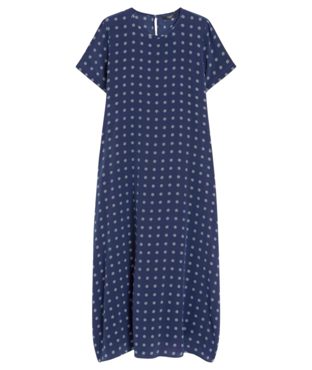 WEEKEND MAX MARA Синее шелковое повседневное платье, фото 1