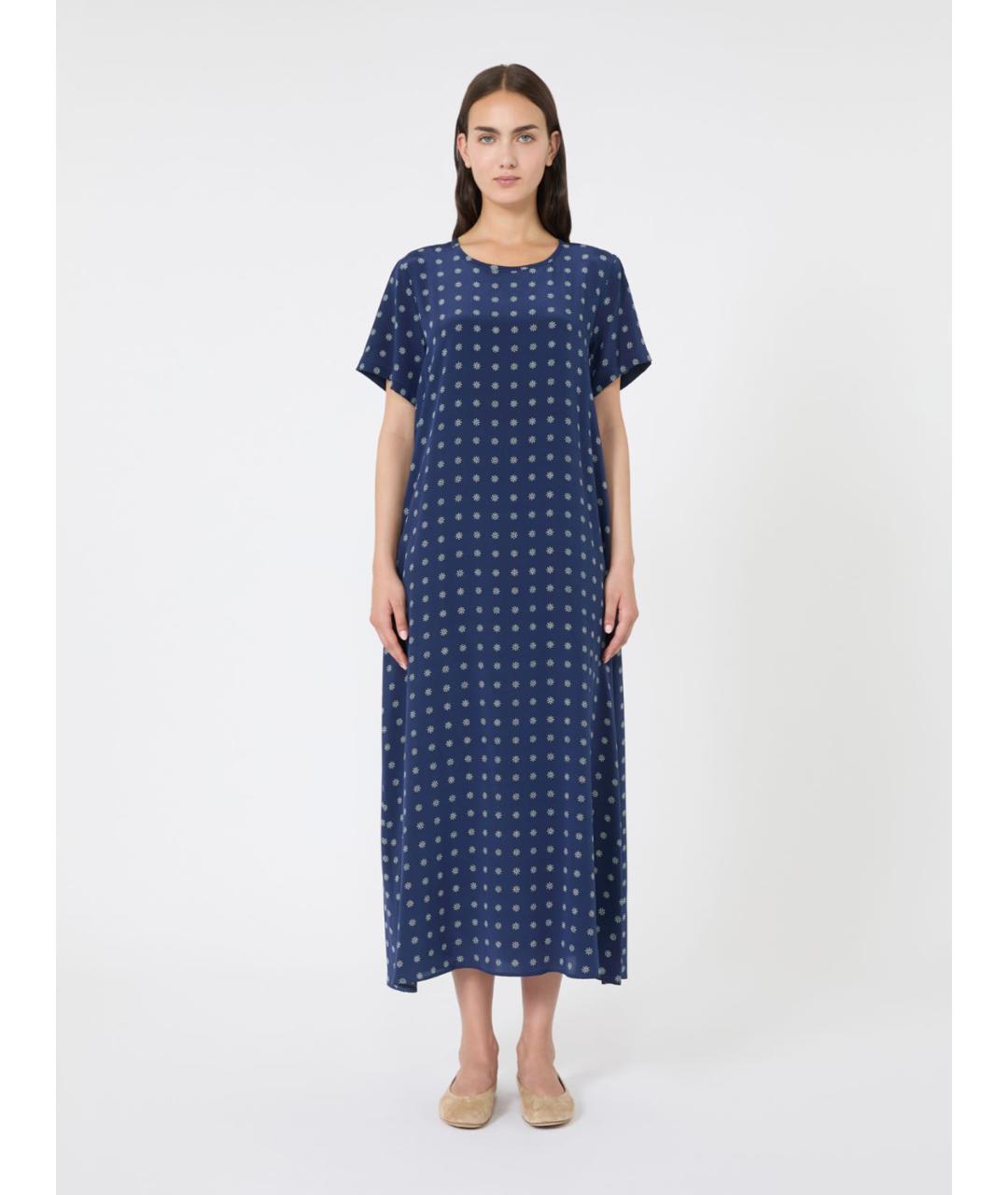 WEEKEND MAX MARA Синее шелковое повседневное платье, фото 4