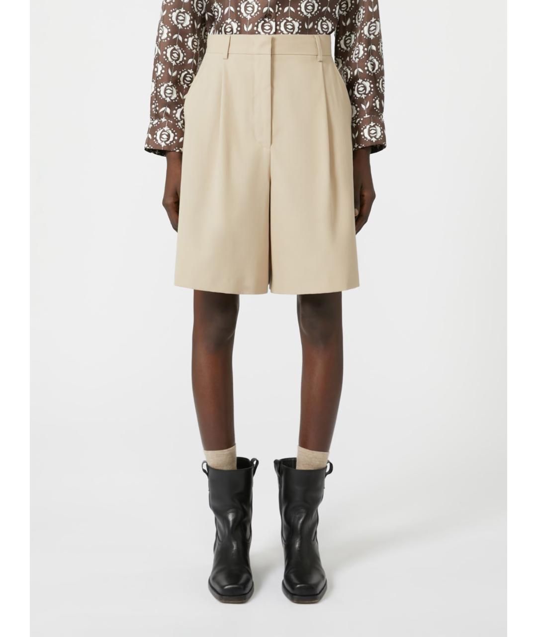 WEEKEND MAX MARA Бежевые хлопковые шорты, фото 4