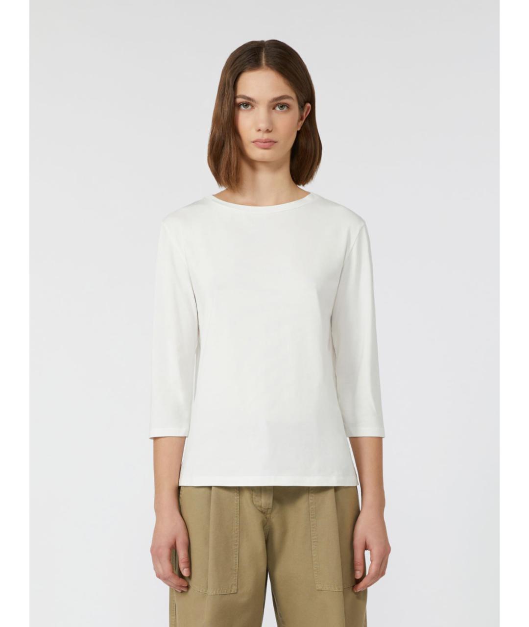 WEEKEND MAX MARA Белая хлопковая футболка, фото 4