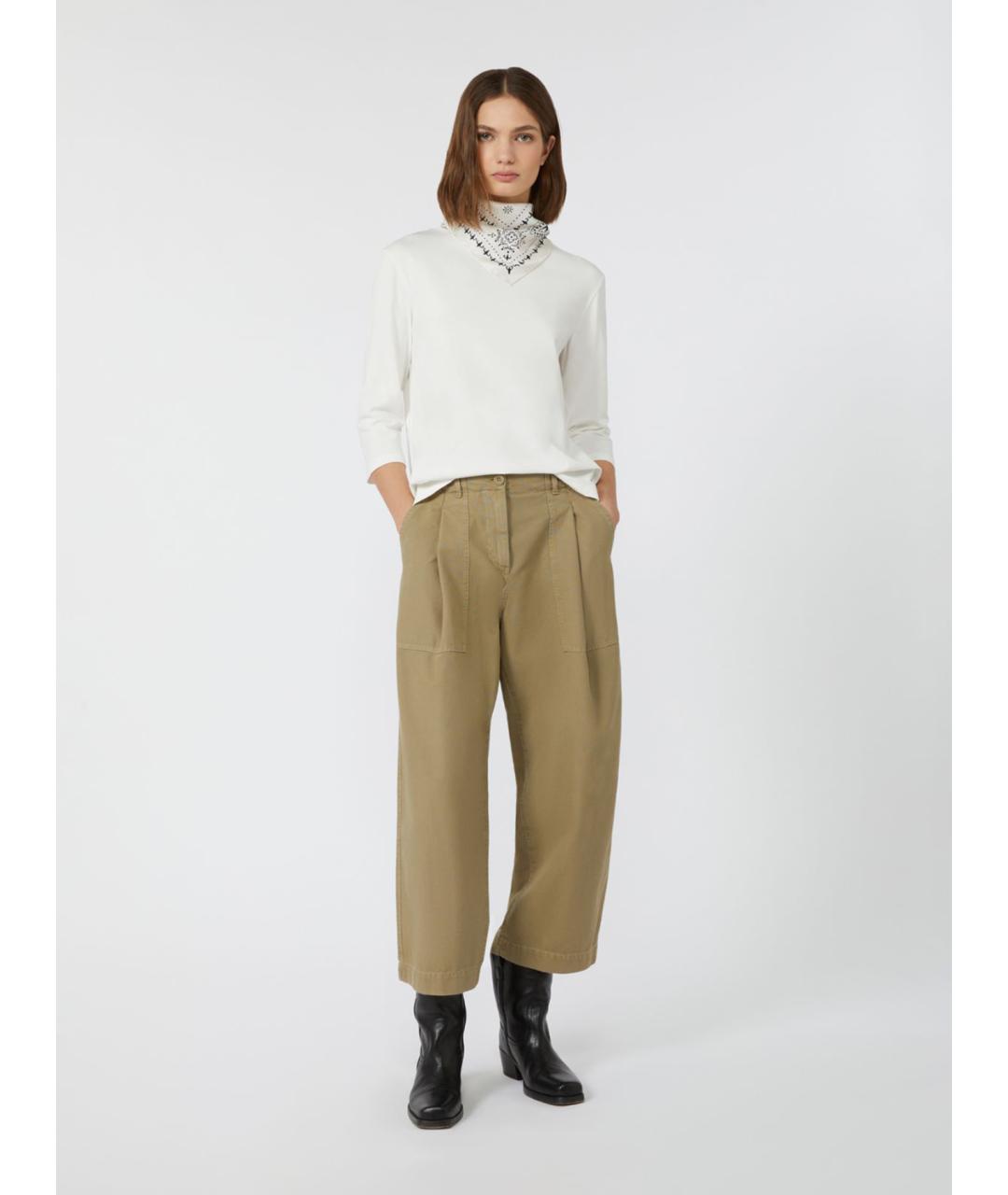 WEEKEND MAX MARA Белая хлопковая футболка, фото 2