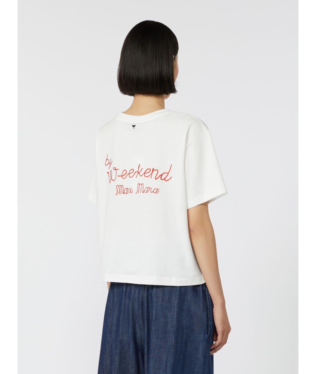 WEEKEND MAX MARA Белая хлопковая футболка, фото 4