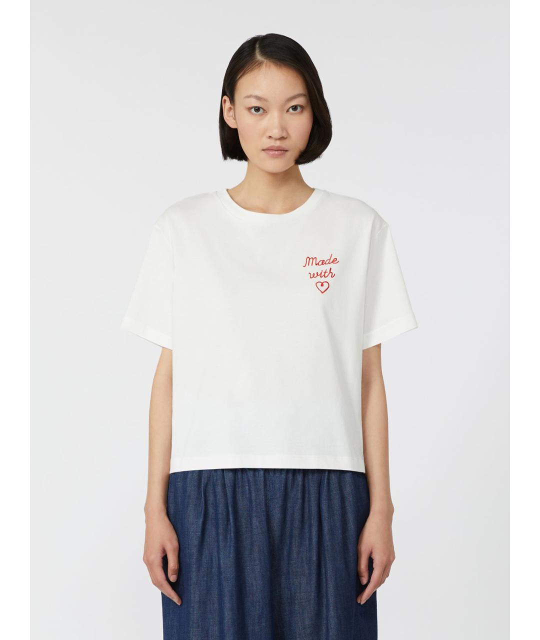 WEEKEND MAX MARA Белая хлопковая футболка, фото 5