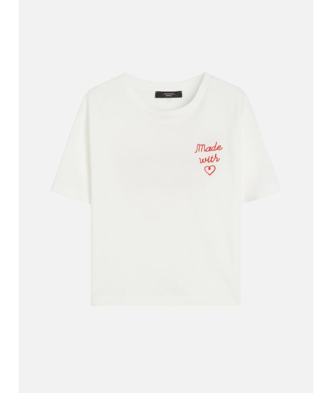 WEEKEND MAX MARA Белая хлопковая футболка, фото 6