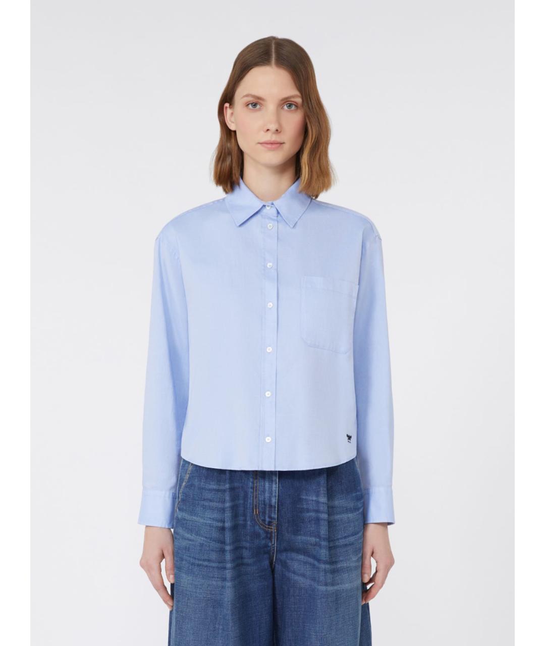 WEEKEND MAX MARA Голубая хлопковая рубашка, фото 5