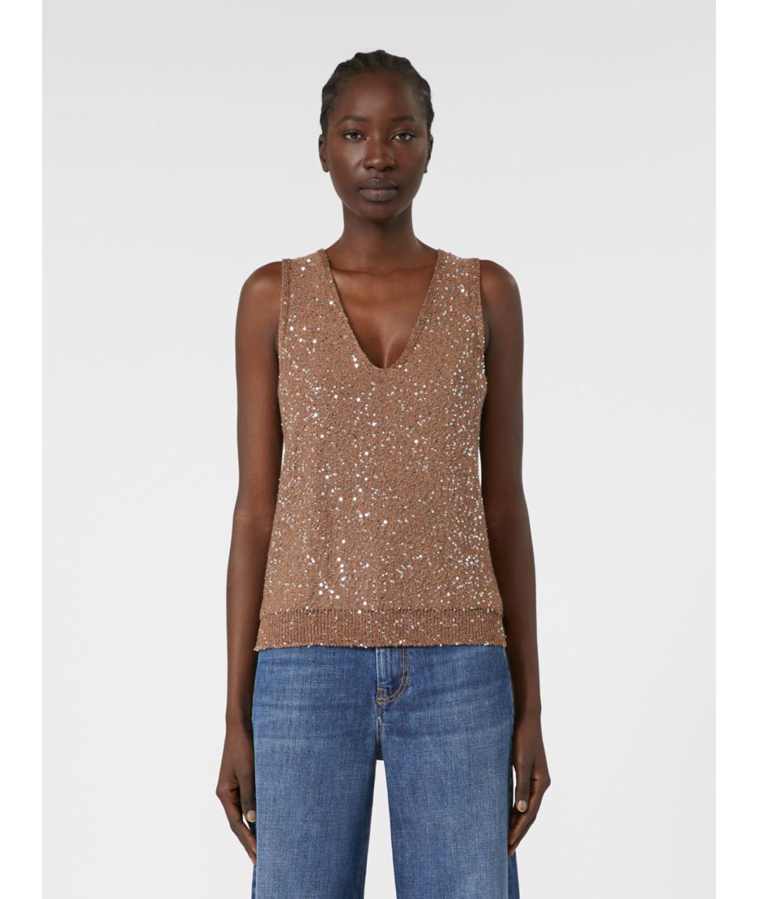 WEEKEND MAX MARA Коричневая полиамидовая жилетка, фото 4