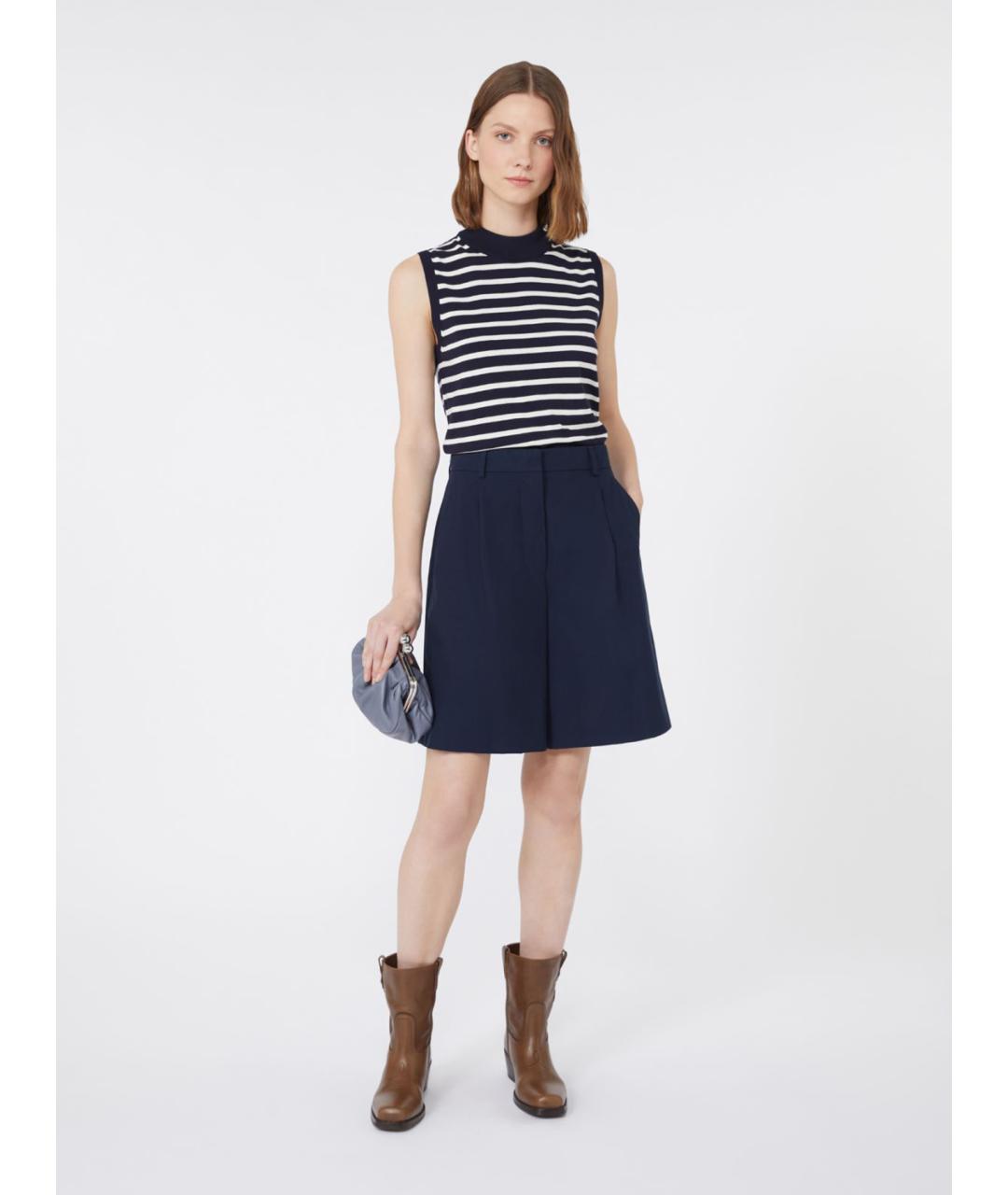 WEEKEND MAX MARA Темно-синие хлопковые шорты, фото 2