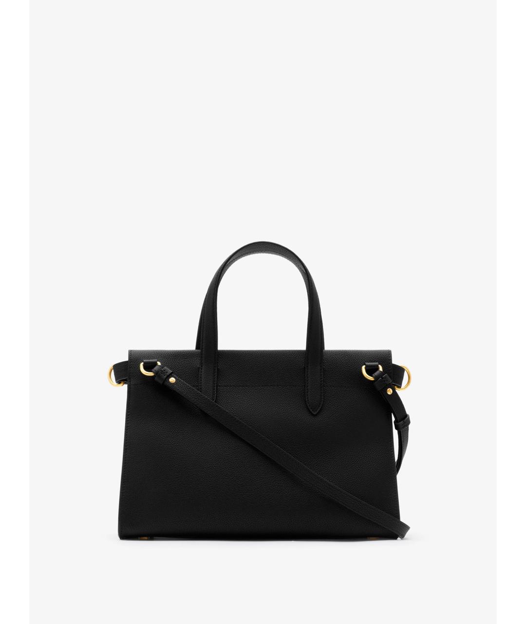 BURBERRY Черная кожаная сумка тоут, фото 5