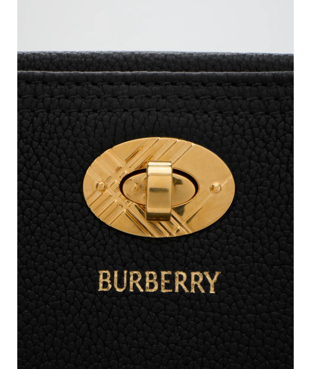 BURBERRY Черная кожаная сумка тоут, фото 6