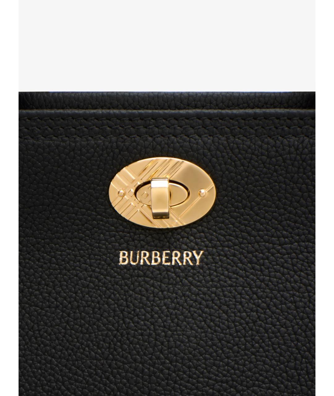 BURBERRY Черная кожаная сумка тоут, фото 6