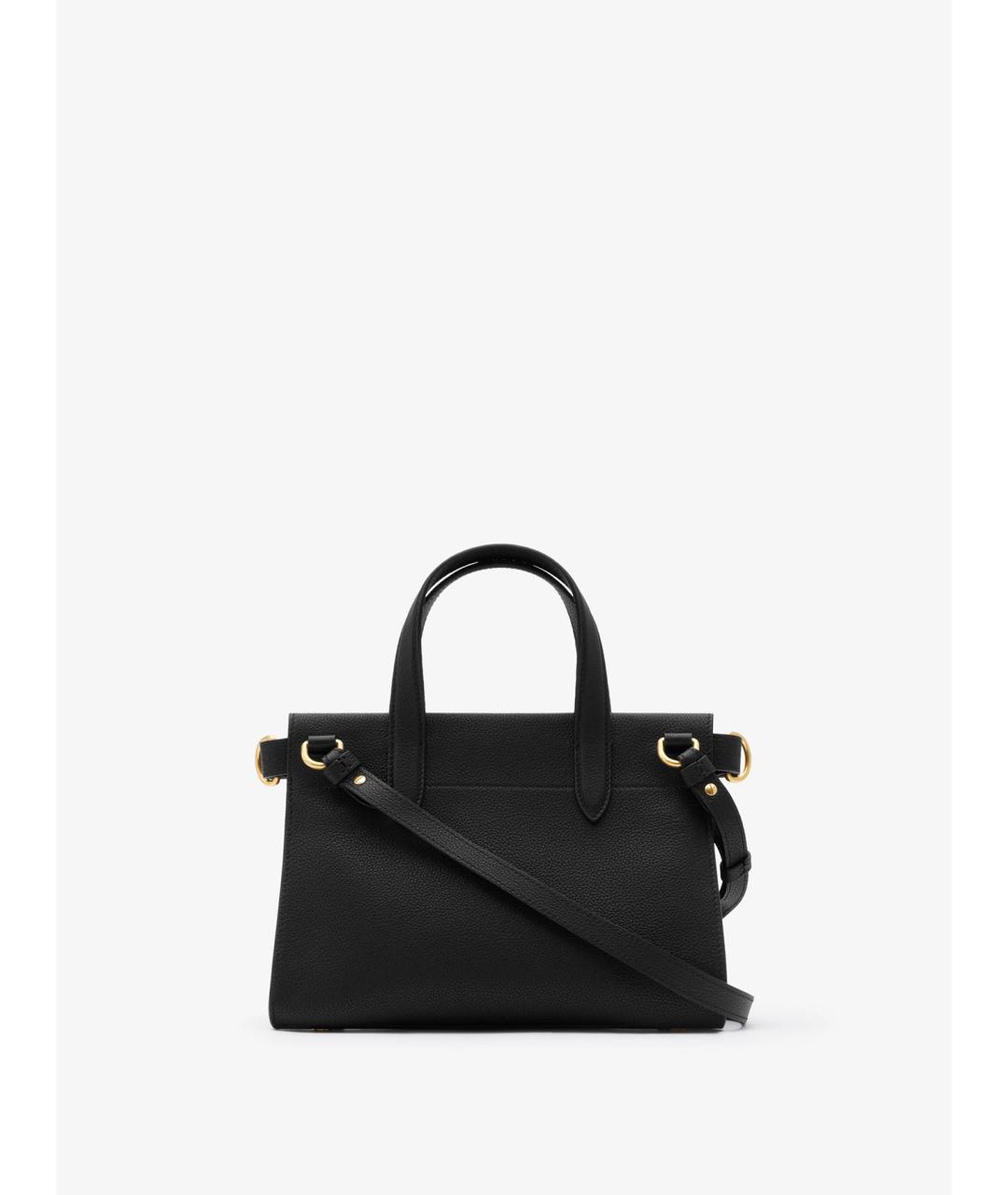 BURBERRY Черная кожаная сумка тоут, фото 5